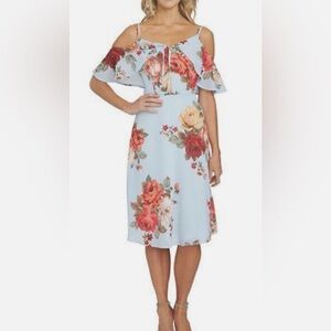 Cynthia Steffe Light Blue Floral Midi Skirt